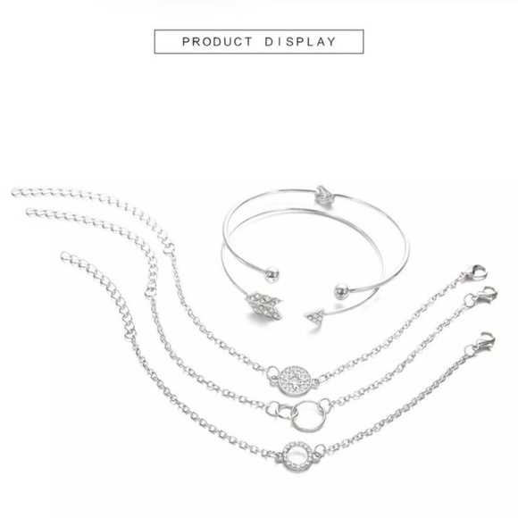 5 Pcs/Bohemian Arrow Crystal Compass Bangles Set - Picture 3 of 4